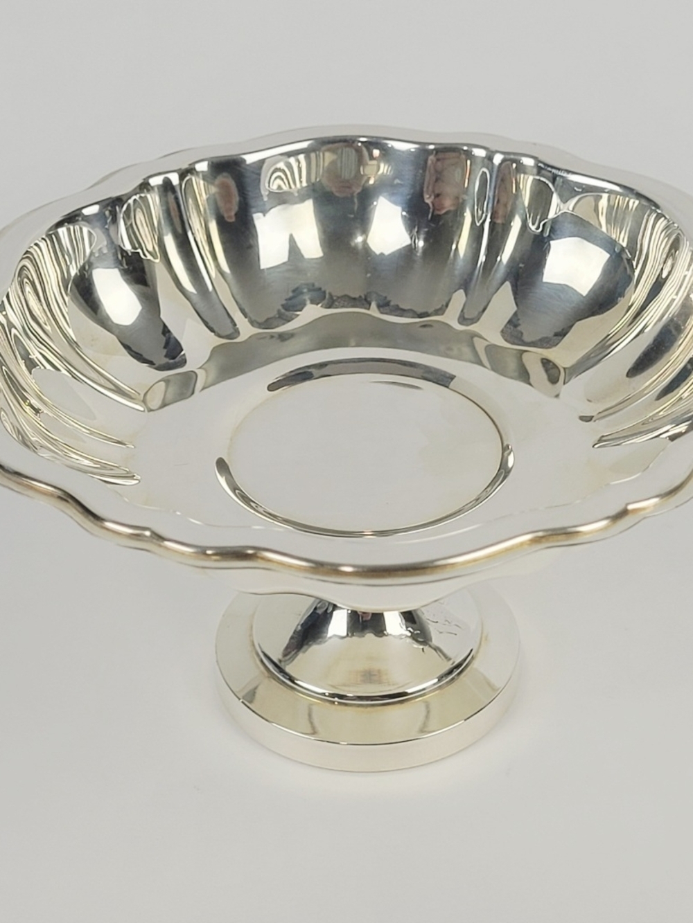 Polished Silver Pedestal Serving Bowl